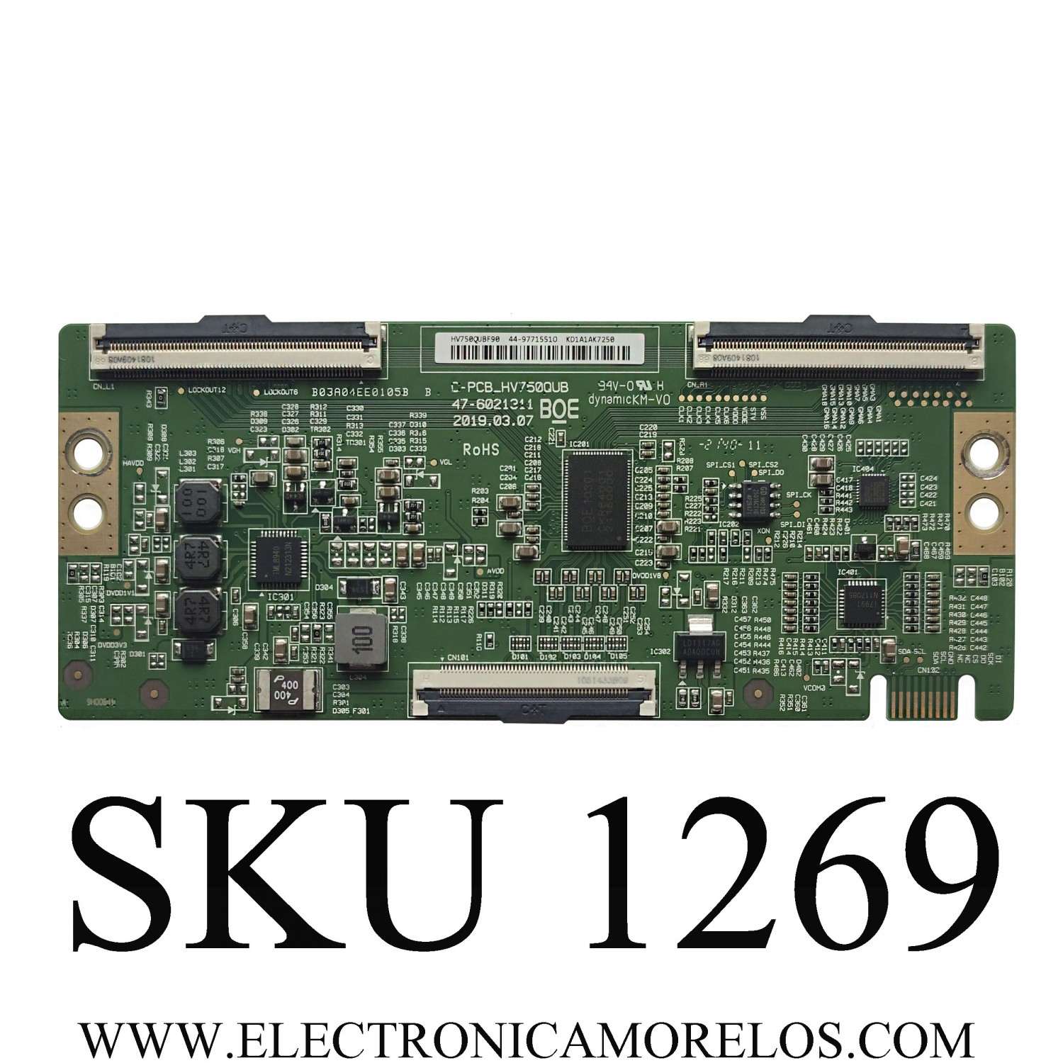 T-CON PARA TV PANASONIC / NUMERO DE PARTE 44-97715510 / 47-6021311 / C-PCB_HV750QUB / HV750QUBF90 / DISPLAY HV750QUB-F90 / MODELO TH-75CQE1W	